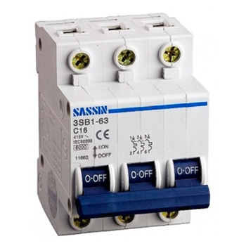Автоматический выключатель 3P 20A 3SB1-63 SASSIN - Электрика, НВА - Модульное оборудование - Автоматические выключатели - Магазин электроприборов Точка Фокуса